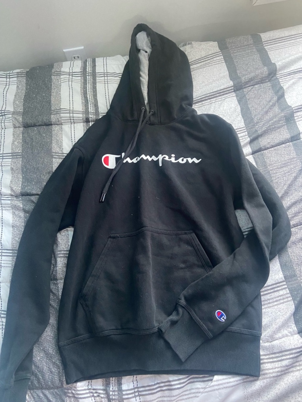 Champion Gray Pullover with Red & Blue Trim